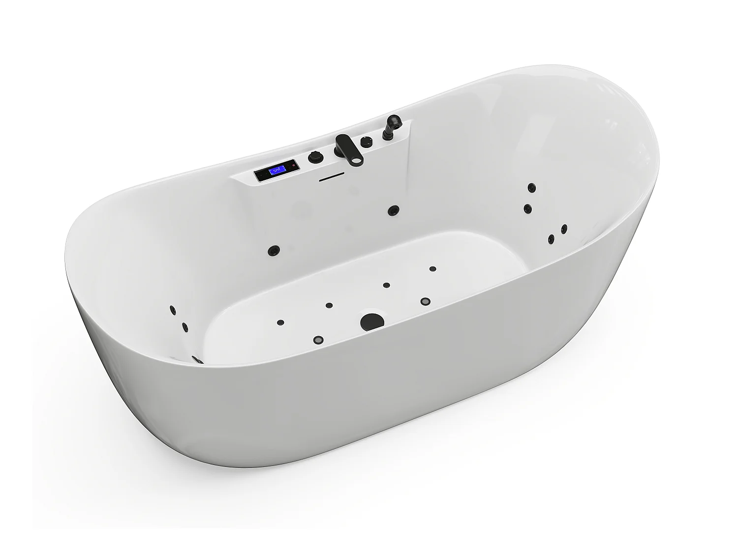 Bañera de hidromasaje asimétrica con luces LED - Blancoa - 190 L - 180 x 80 x 74 cm - BOLAZA