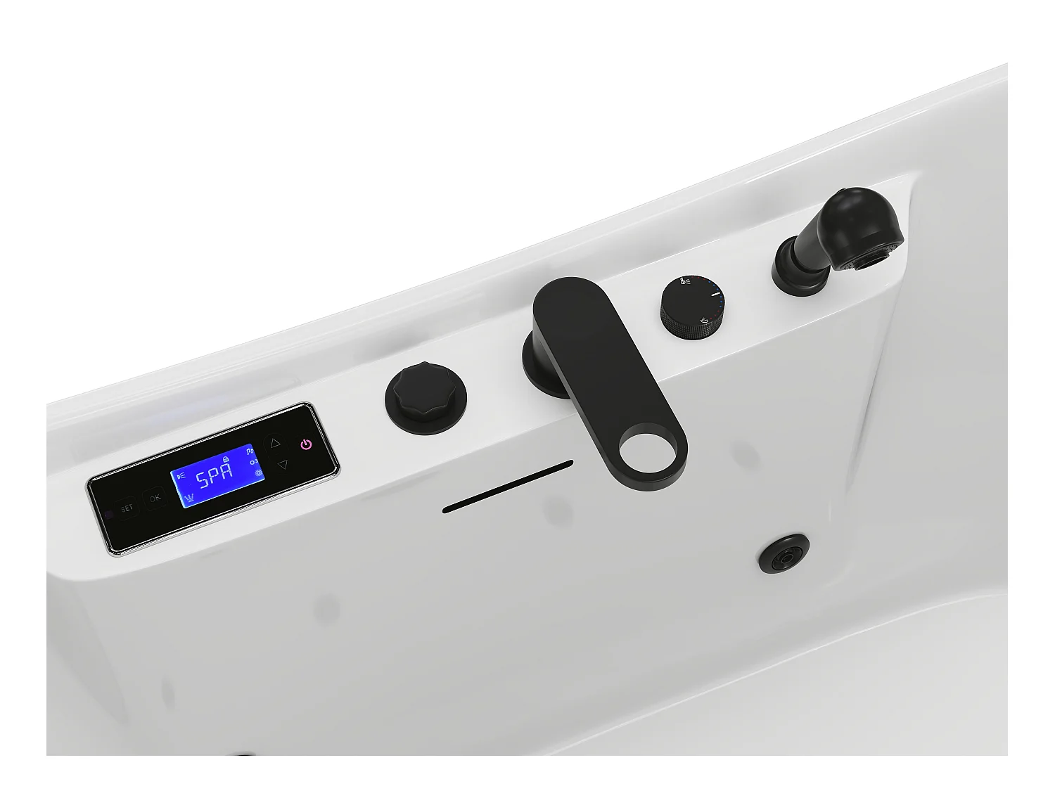 Bañera de hidromasaje asimétrica con luces LED - Blancoa - 190 L - 180 x 80 x 74 cm - BOLAZA