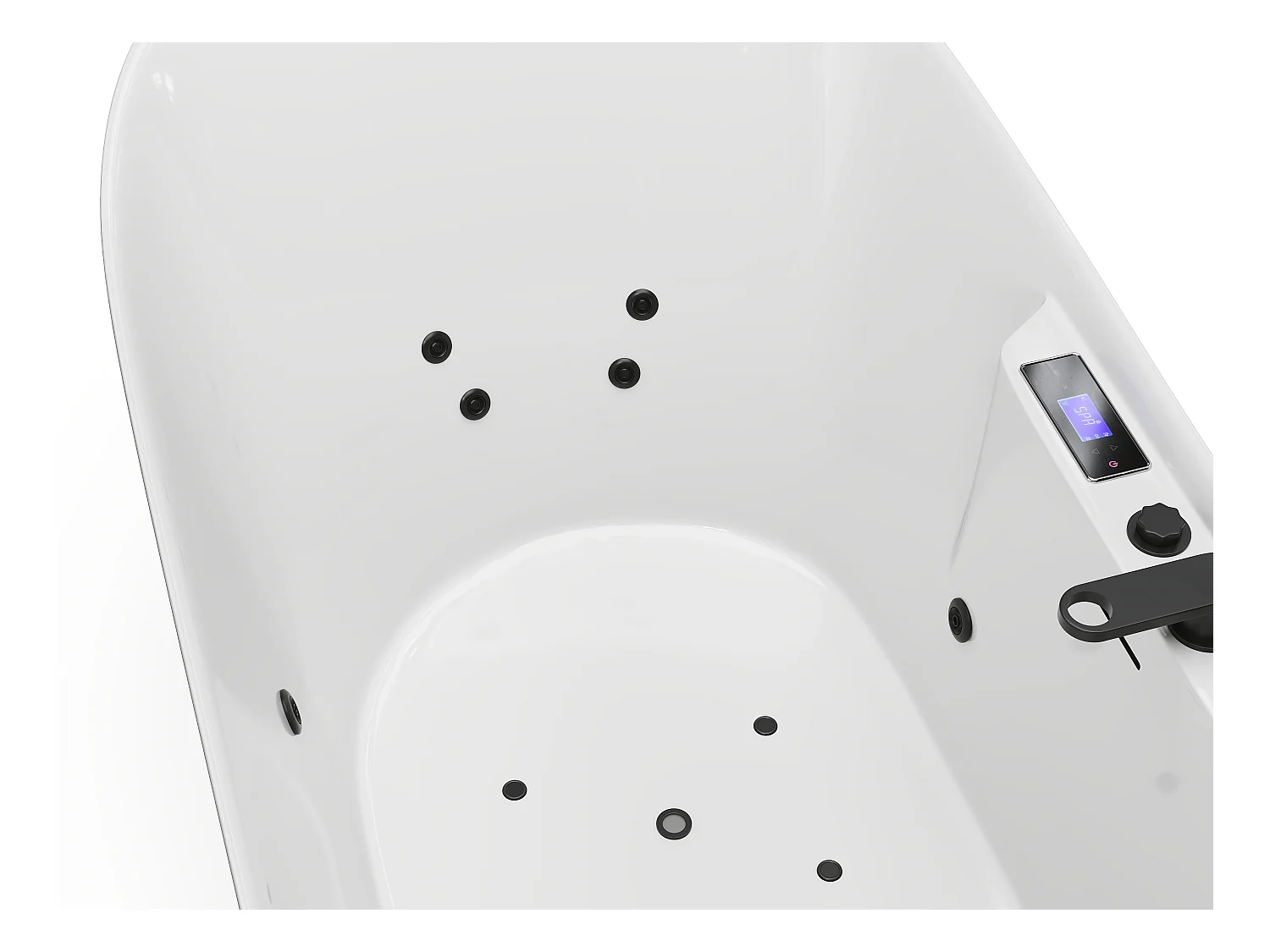 Bañera de hidromasaje asimétrica con luces LED - Blancoa - 190 L - 180 x 80 x 74 cm - BOLAZA