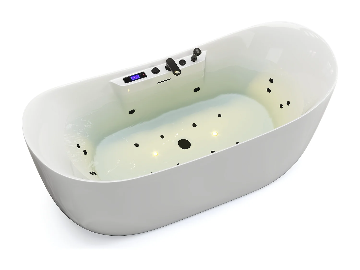 Bañera de hidromasaje asimétrica con luces LED - Blancoa - 190 L - 180 x 80 x 74 cm - BOLAZA