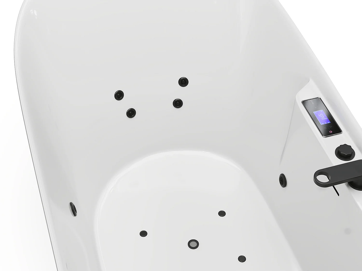 Baignoire balnéo asymétrique à leds - Blanche - 190 L - 180 x 80 x 74 cm - BOLAZA