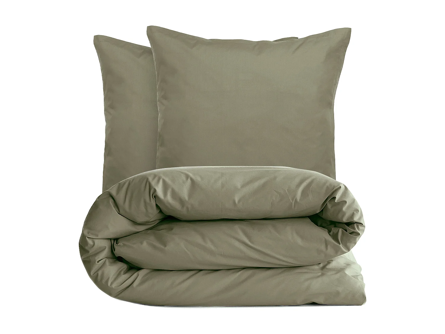 Parure de lit 240x220 cm set 65x65 cm percale MANOIR vert Mousse