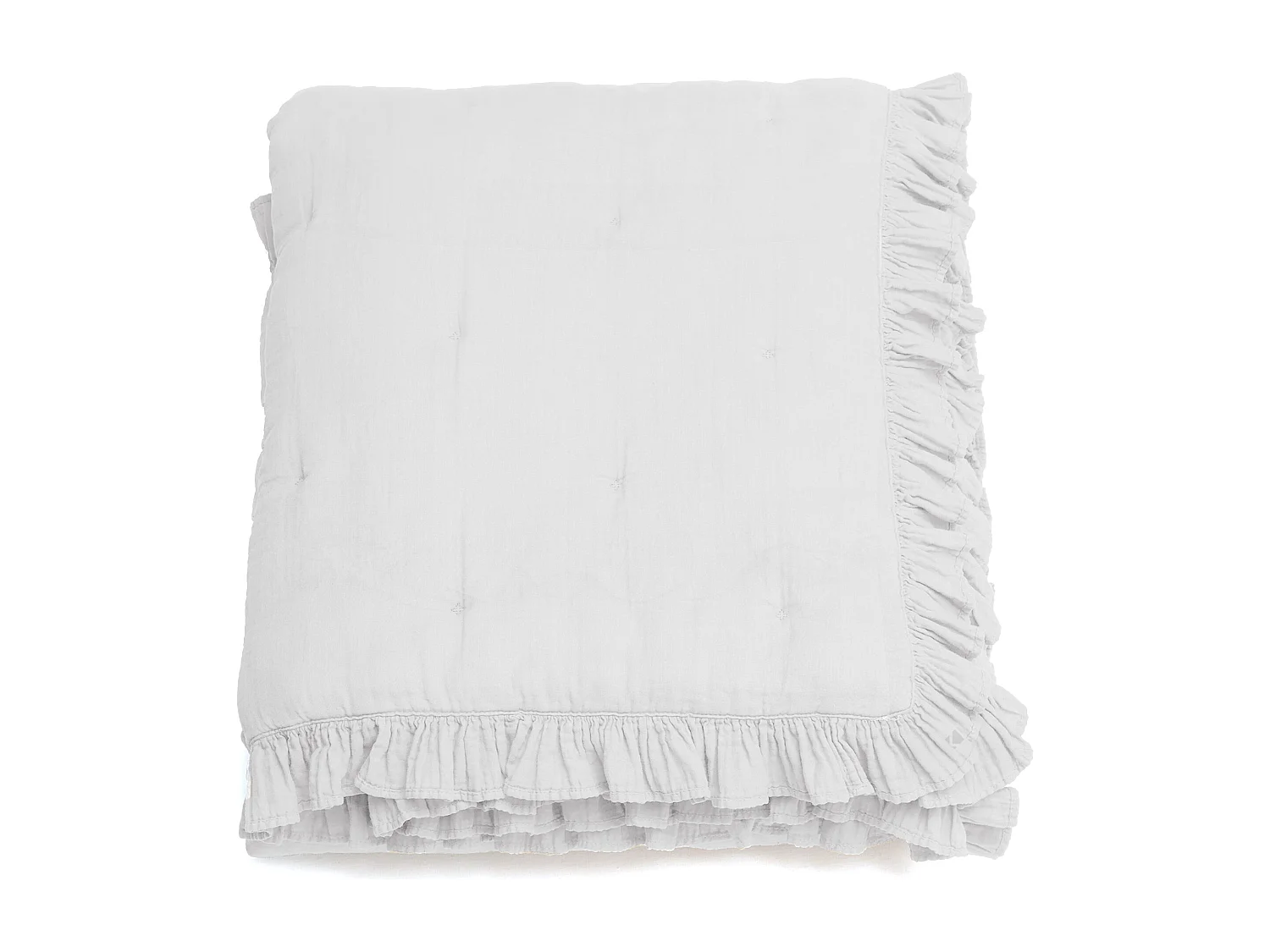 Couverture courtepointe en mousseline de coton 150x150 cm + 5 cm ELZA blanc neige
