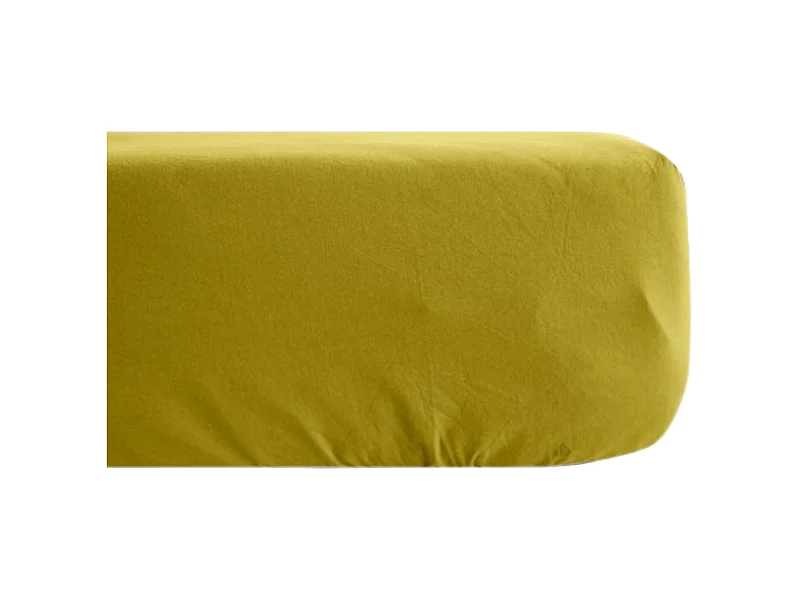 Drap housse uni 90x200 cm percale MANOIR vert Jasmin bonnet 35