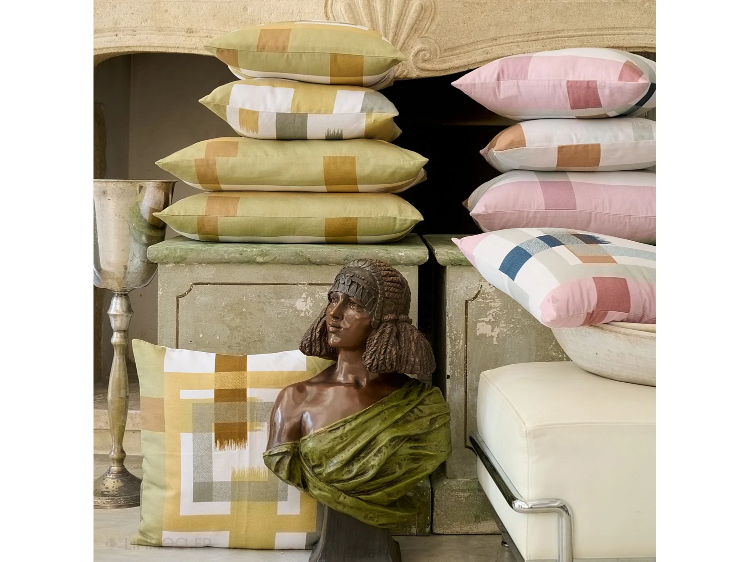 Housse de coussin pur coton 45x45 cm cm collection ATHOS jaune jasmin