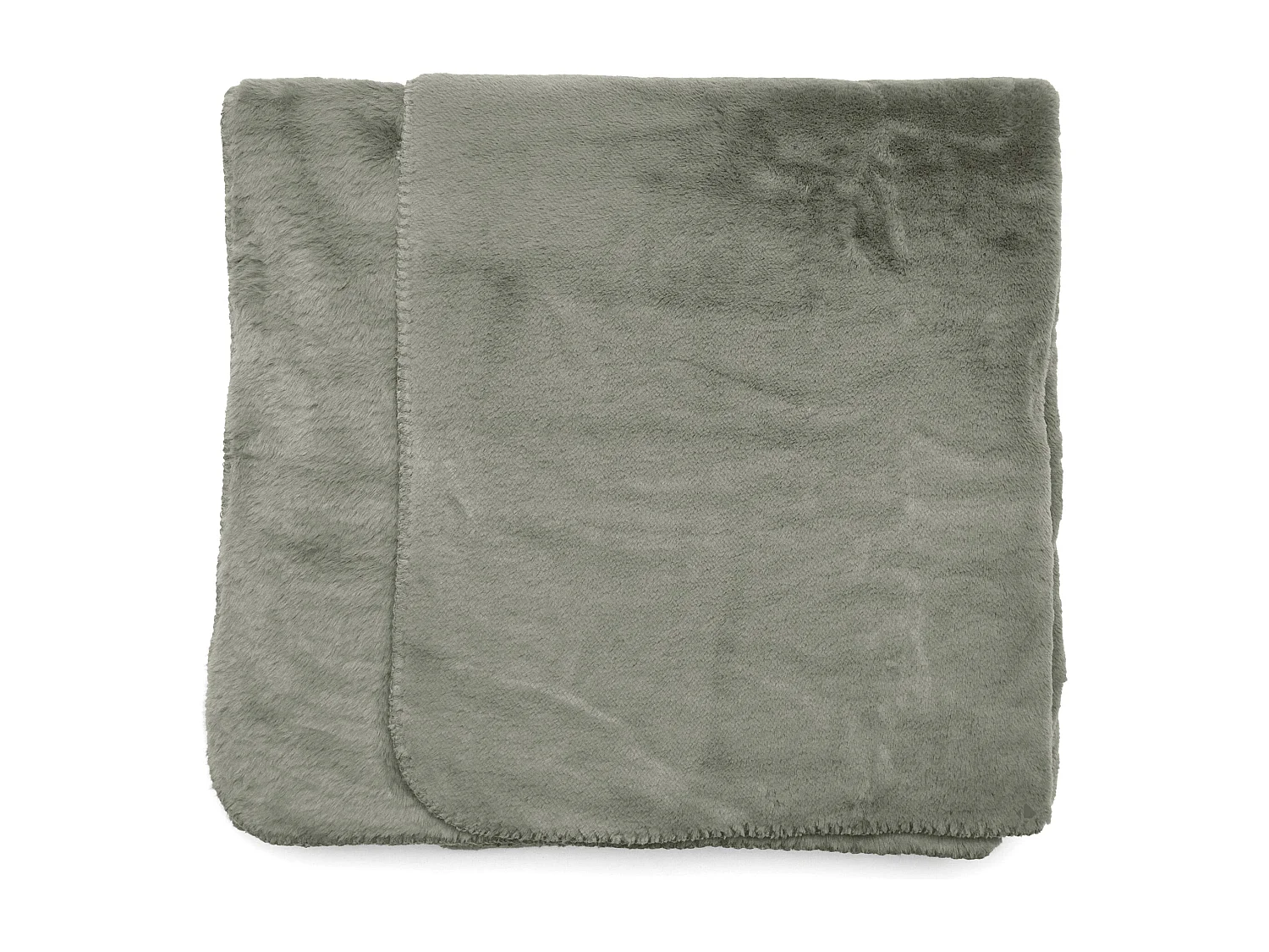 Maxi plaid en polyester 150x200 cm TANUKI fausse fourrure vert laurier