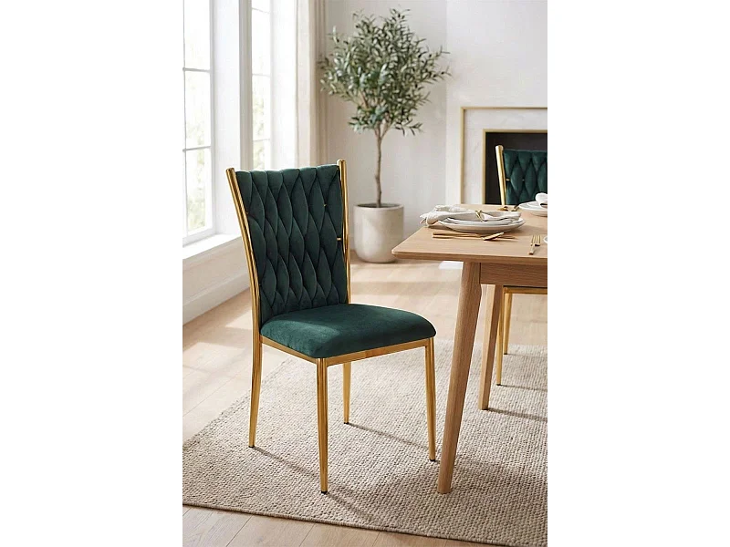 Sillas Comedor - Silla Wiwen Golden Terciopelo - Verde