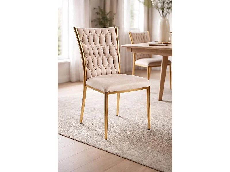 Sillas Comedor - Silla Wiwen Golden Terciopelo - Beige