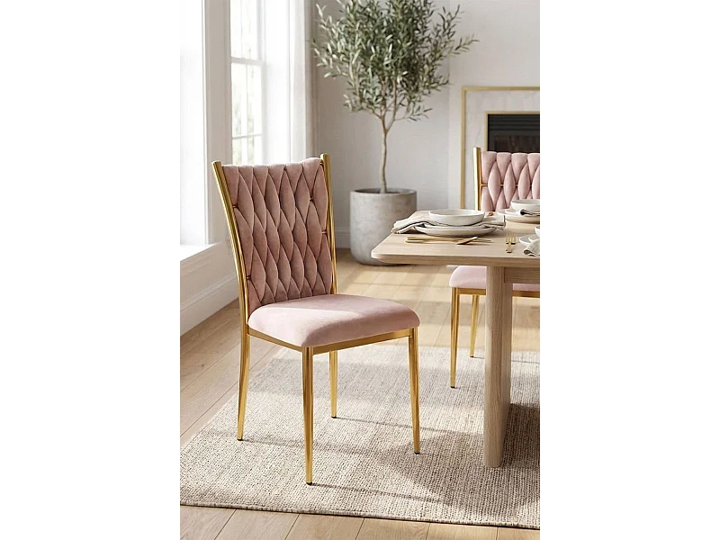 Sillas Comedor - Silla Wiwen Golden Terciopelo - Rosa