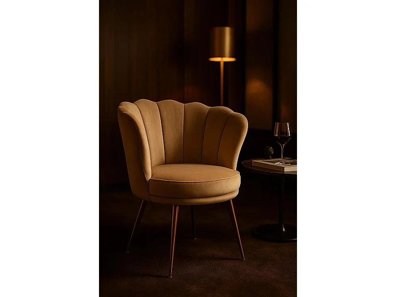 Sillas Comedor - Silla Dunsa Golden Terciopelo - Beige