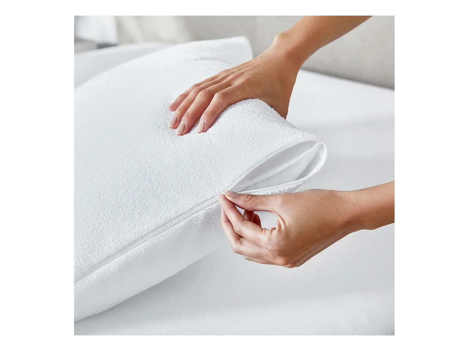 Waterdichte kussenhoes van badstof met aloë vera