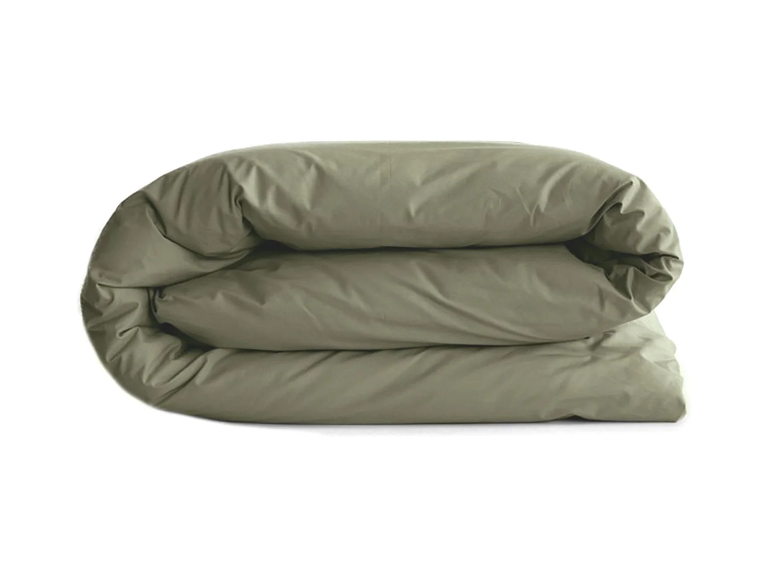 Housse de couette uni 240x220 cm percale de coton MANOIR vert Mousse