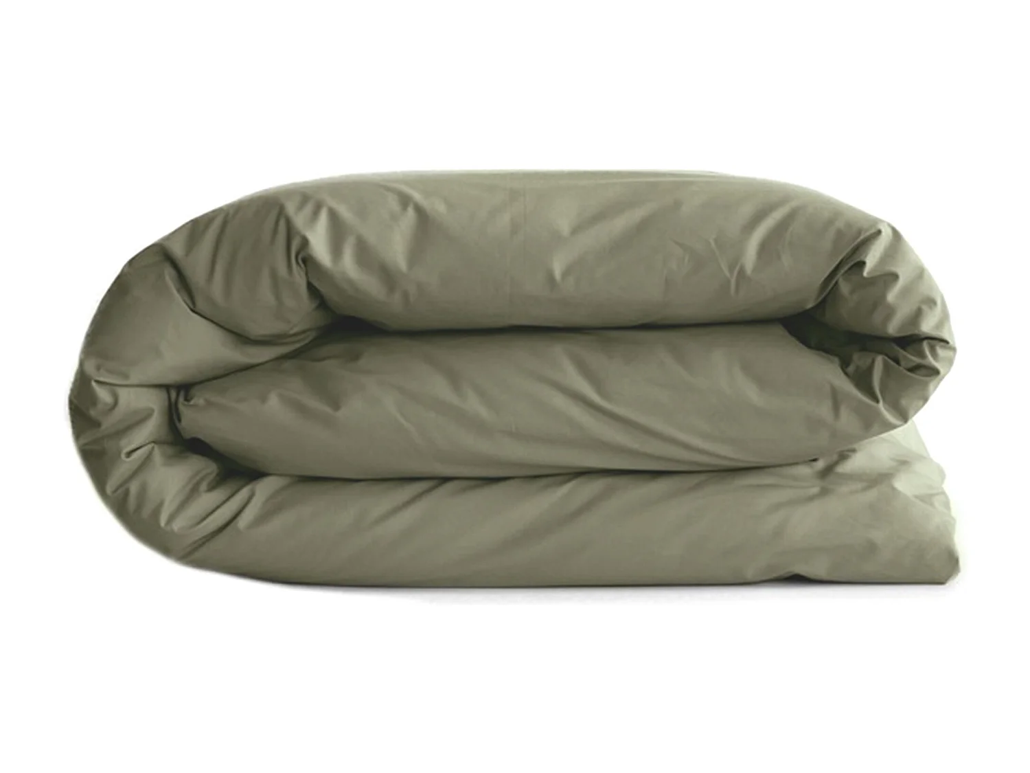 Housse de couette uni 240x220 cm percale de coton MANOIR vert Mousse