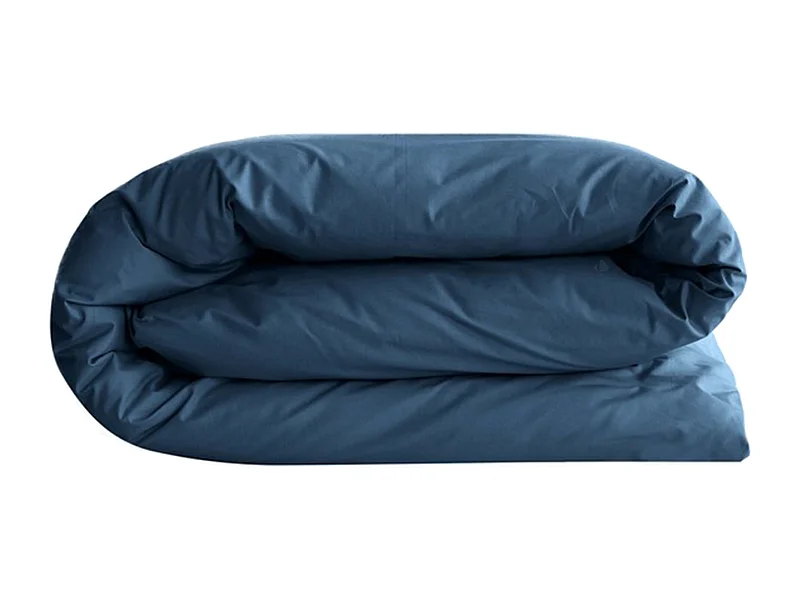 Housse de couette uni 240x220 cm percale de coton MANOIR bleu Marine