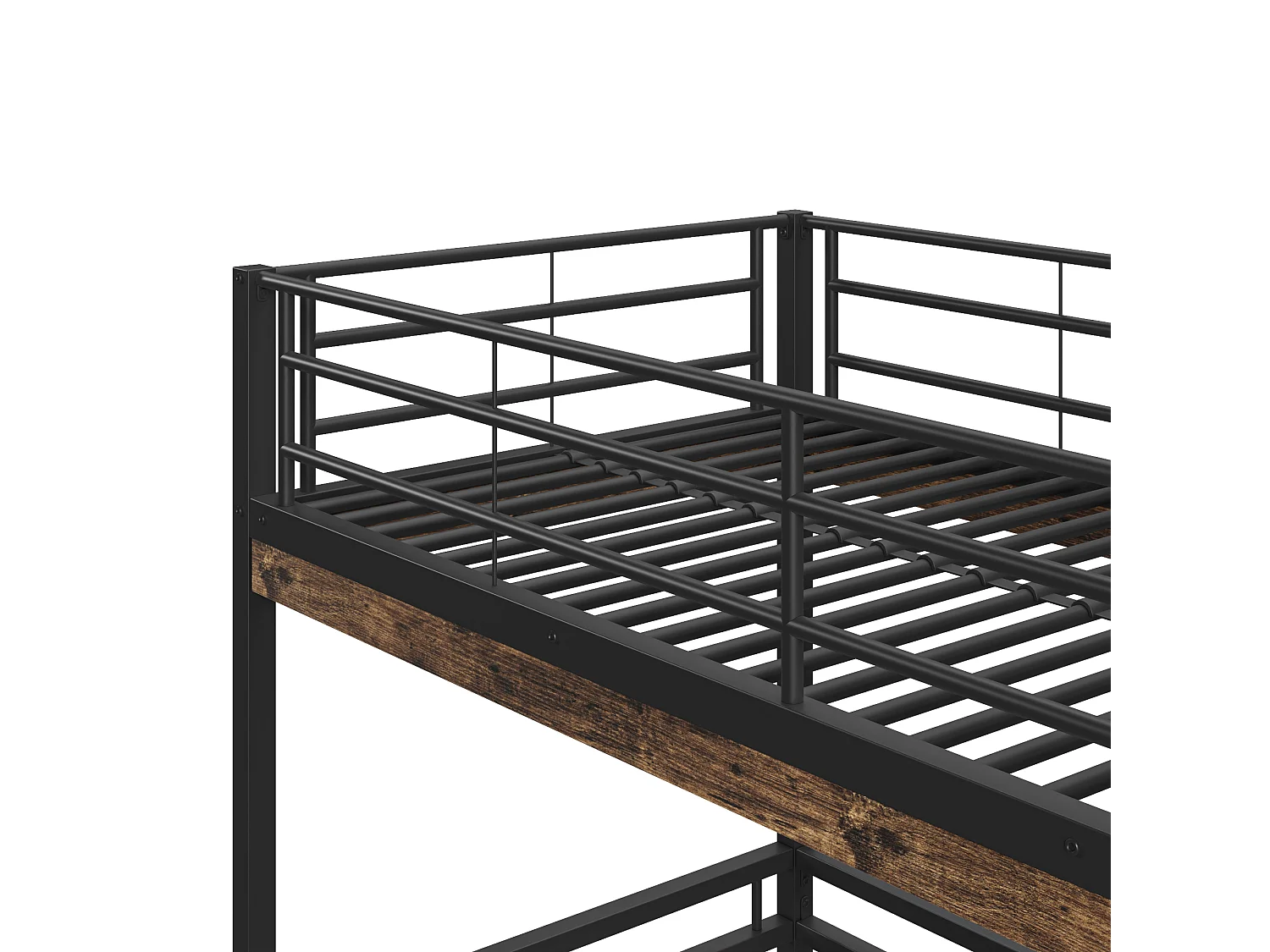 Cama mezanino 90x200cm - com secretária + prateleiras + barreiras - Preto