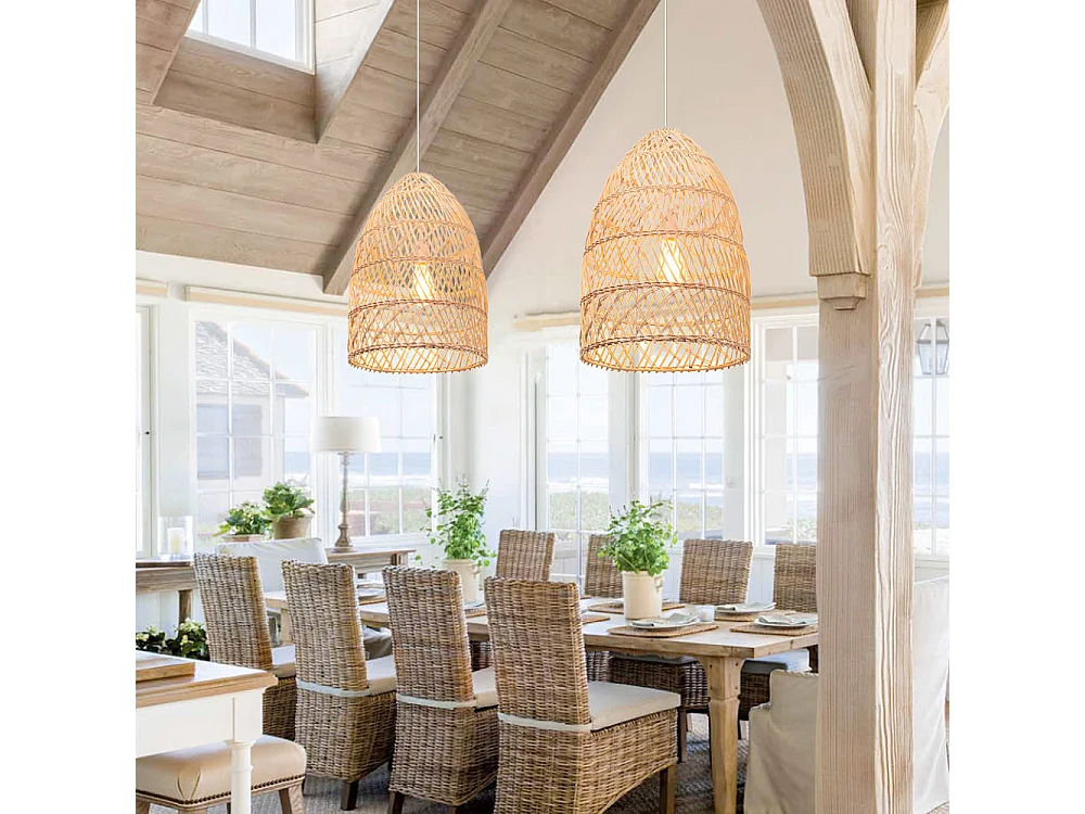 Arturesthome lampe suspendue en bambou avec abat-jour sphérique e27 lampe suspendue pour la chambre le salon et la cuisine décoration d35 cm x h50 cm