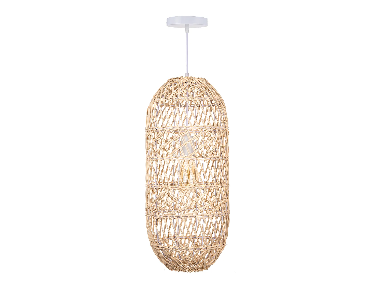 Arturesthome lampe pendante en bambou abat-jour lampe pendante de plafond e27 pour chambre à coucher salon cuisine d25 cm x h60 cm