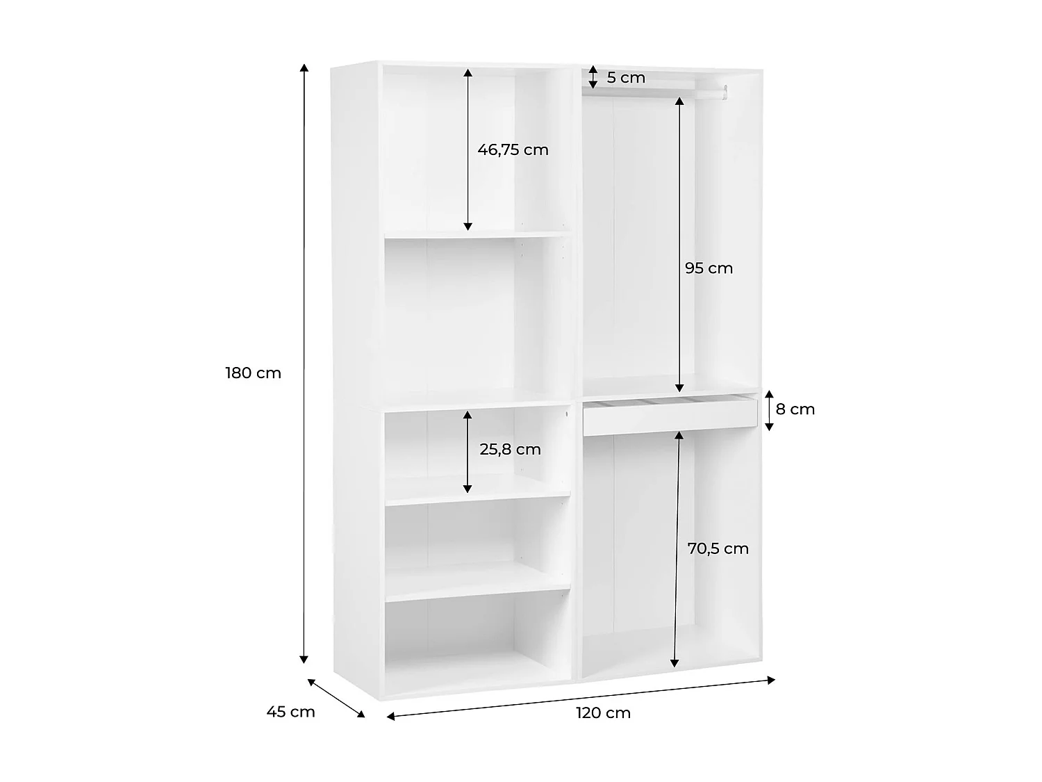 Armadio modulare con 2 elementi, bianco