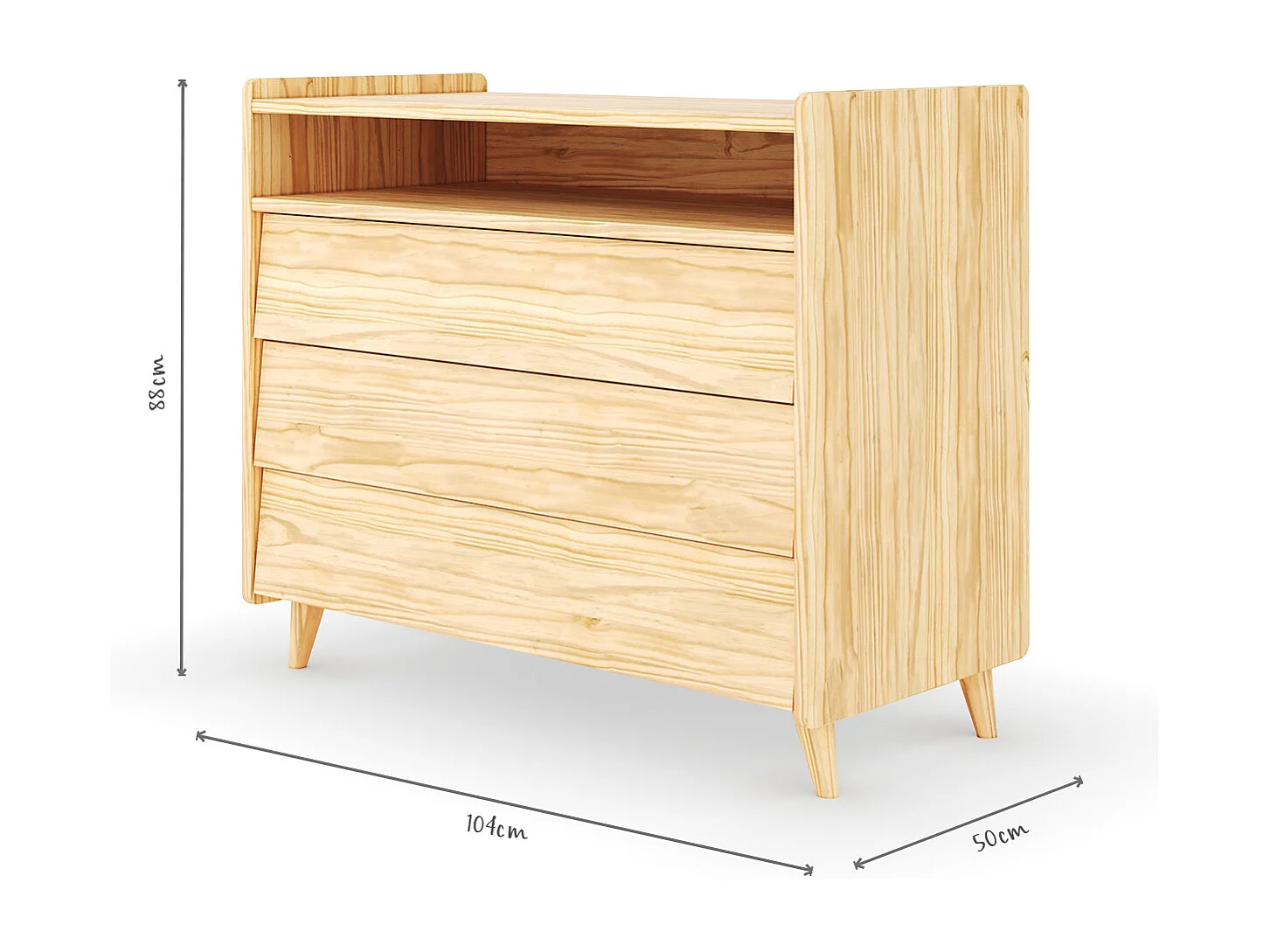Commode 3 tiroirs  bois massif bois PETER