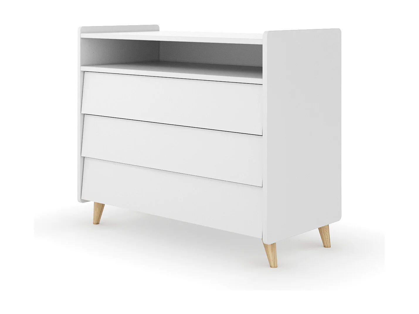 Commode 3 tiroirs  bois massif blanc et bois PETER