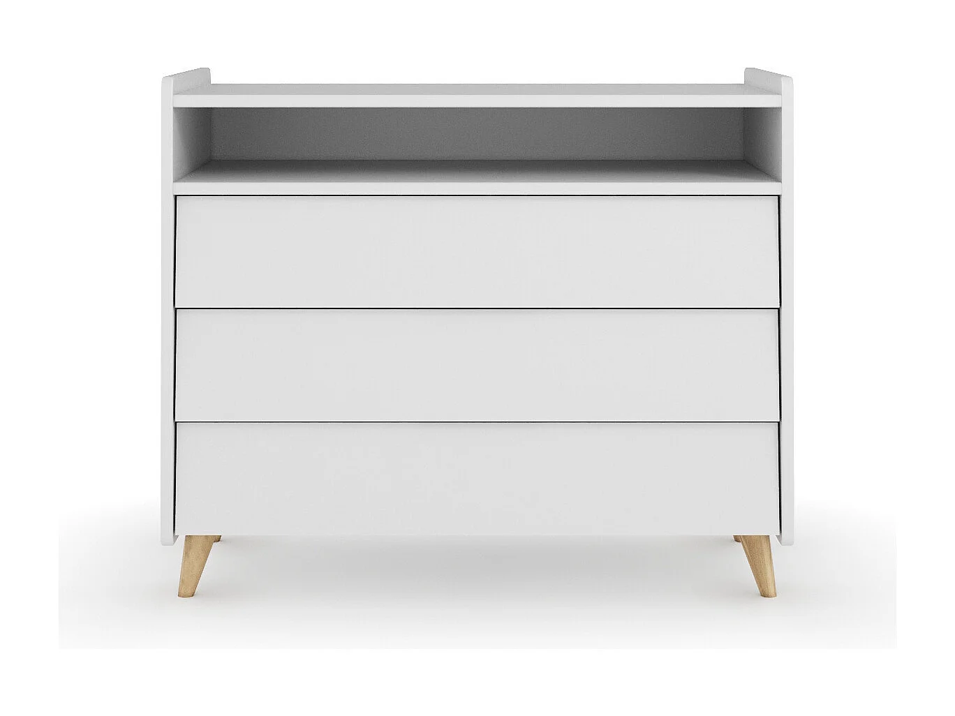 Commode 3 tiroirs  bois massif blanc et bois PETER