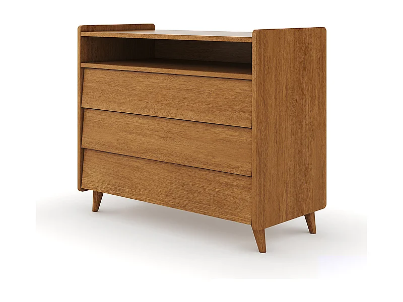 Commode 3 tiroirs  bois massif noisette PETER