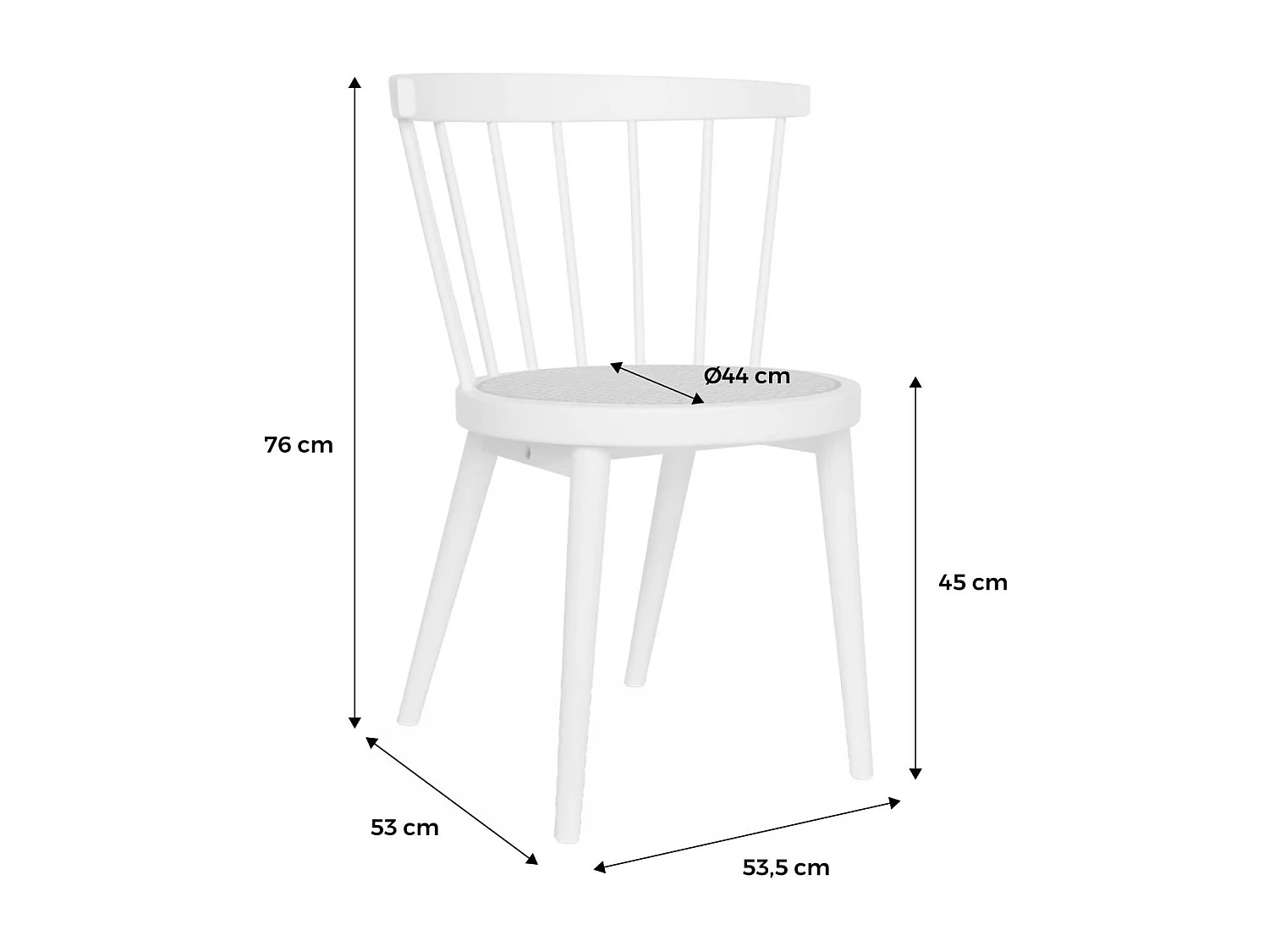 Set di 4 sedie in legno e paglia, marrone scuro