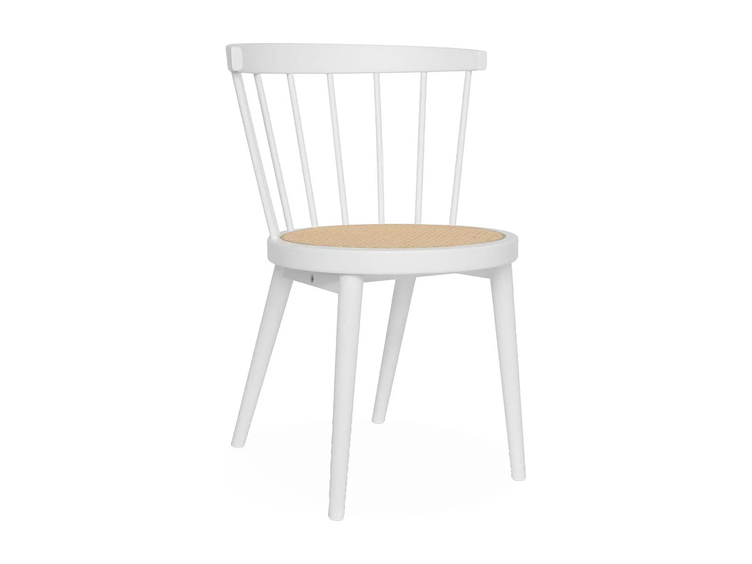 Set di 4 sedie in legno e paglia, bianco