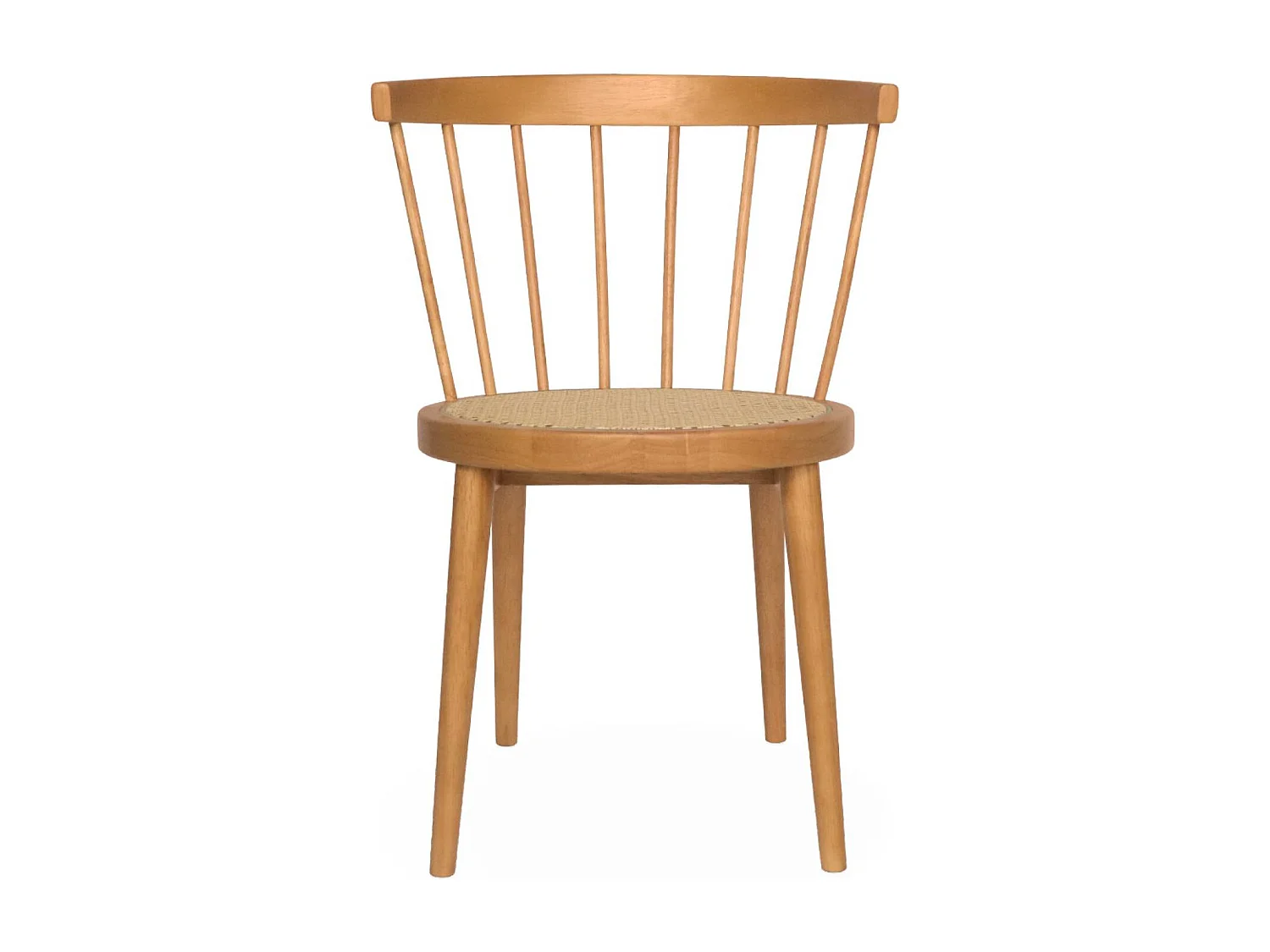 Lot de 4 chaises naturelles en bois et cannage. Nora. L 53 x P 53.5 x H 76cm