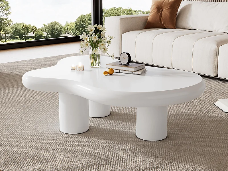 MDF salontafel - wolkvormig blad - Wit