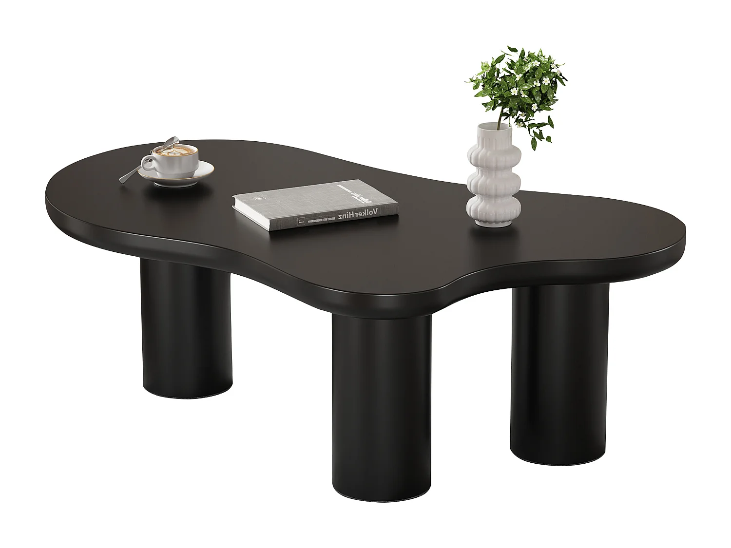 Couchtisch aus MDF und PVC – unregelmäßige wolkenförmige Platte – Schwarz