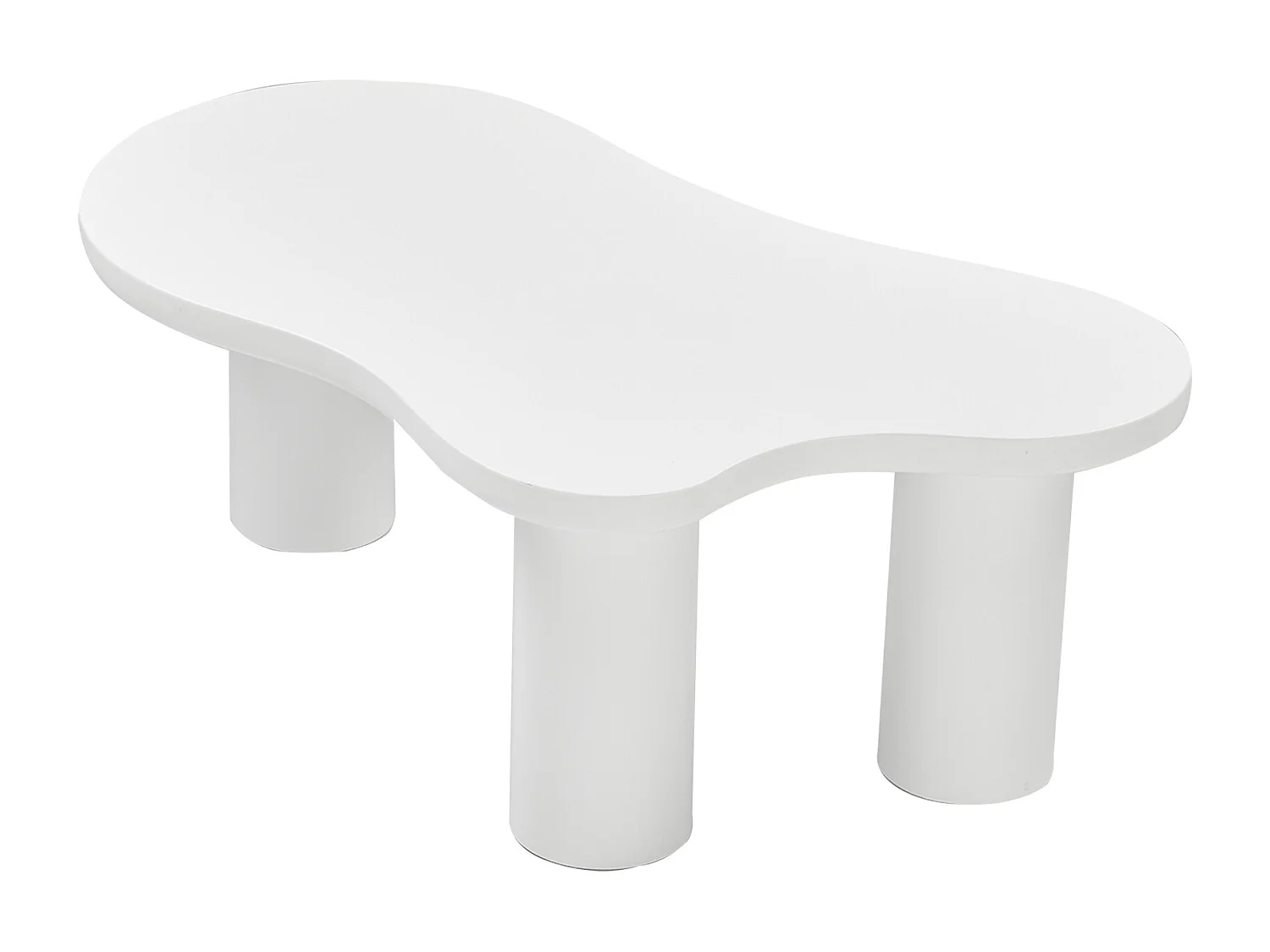 Table basse en MDF et PVC - plateau en forme nuage irrégulière - Blanc