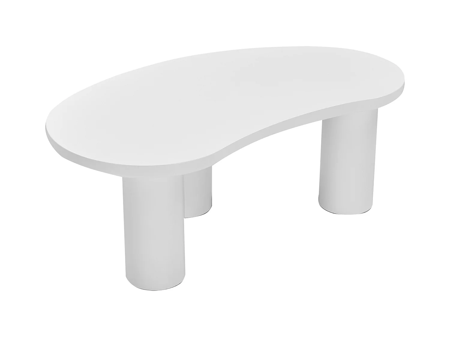 Table basse en MDF et PVC - plateau incurvé irrégulier et élégant - Blanc