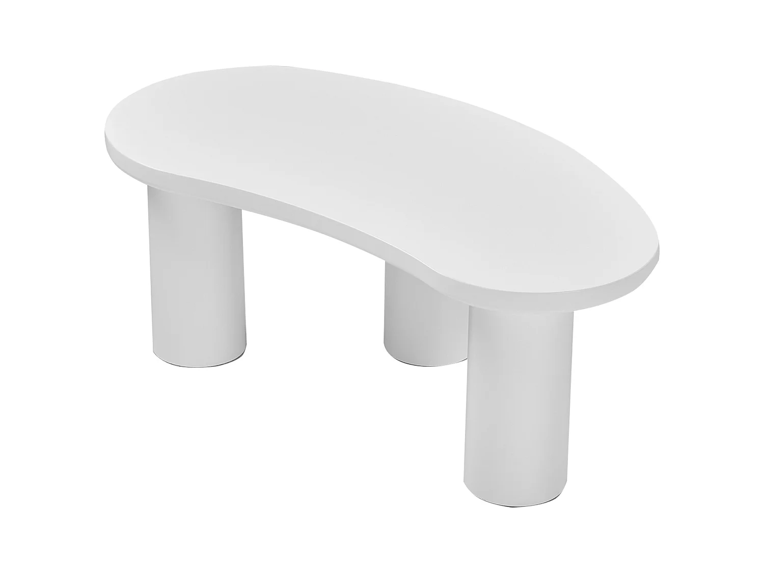 Table basse en MDF et PVC - plateau incurvé irrégulier et élégant - Blanc