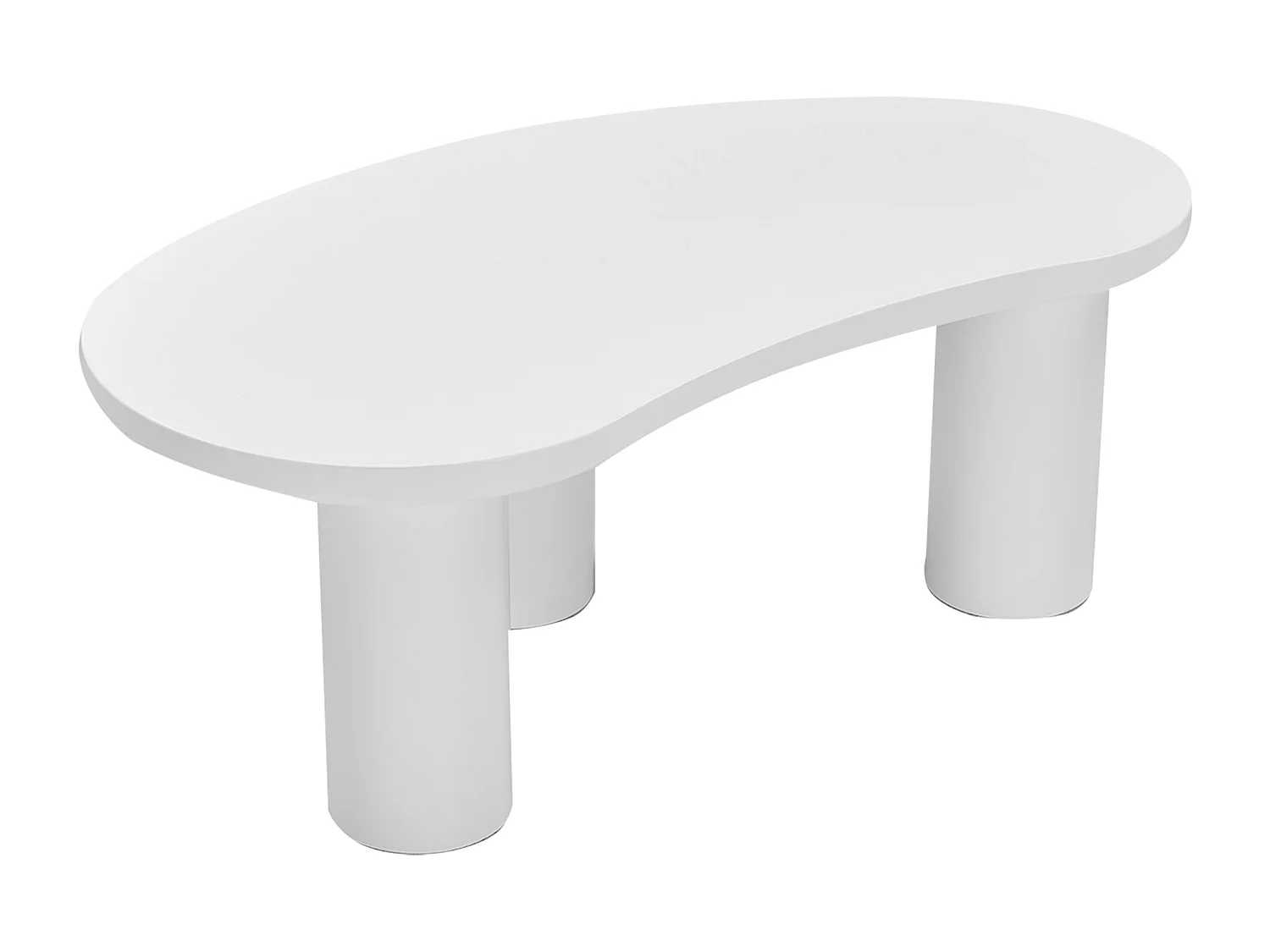 Table basse en MDF et PVC - plateau incurvé irrégulier et élégant - Blanc