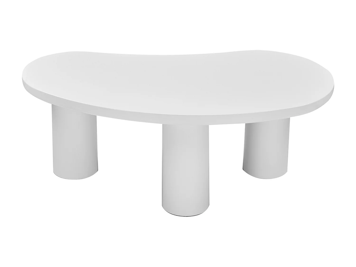 Table basse en MDF et PVC - plateau incurvé irrégulier et élégant - Blanc
