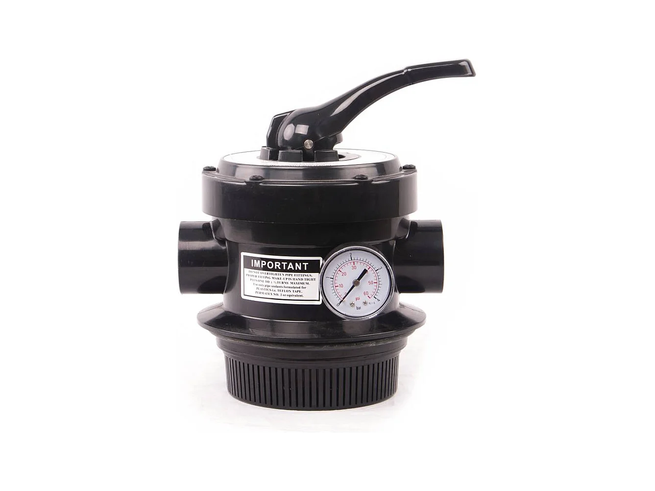 Válvula de 4 vias em aço inoxidável com manômetro integrado para piscina