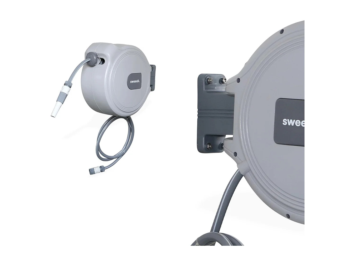 Carrete automático de pared con manguera, 20m gris