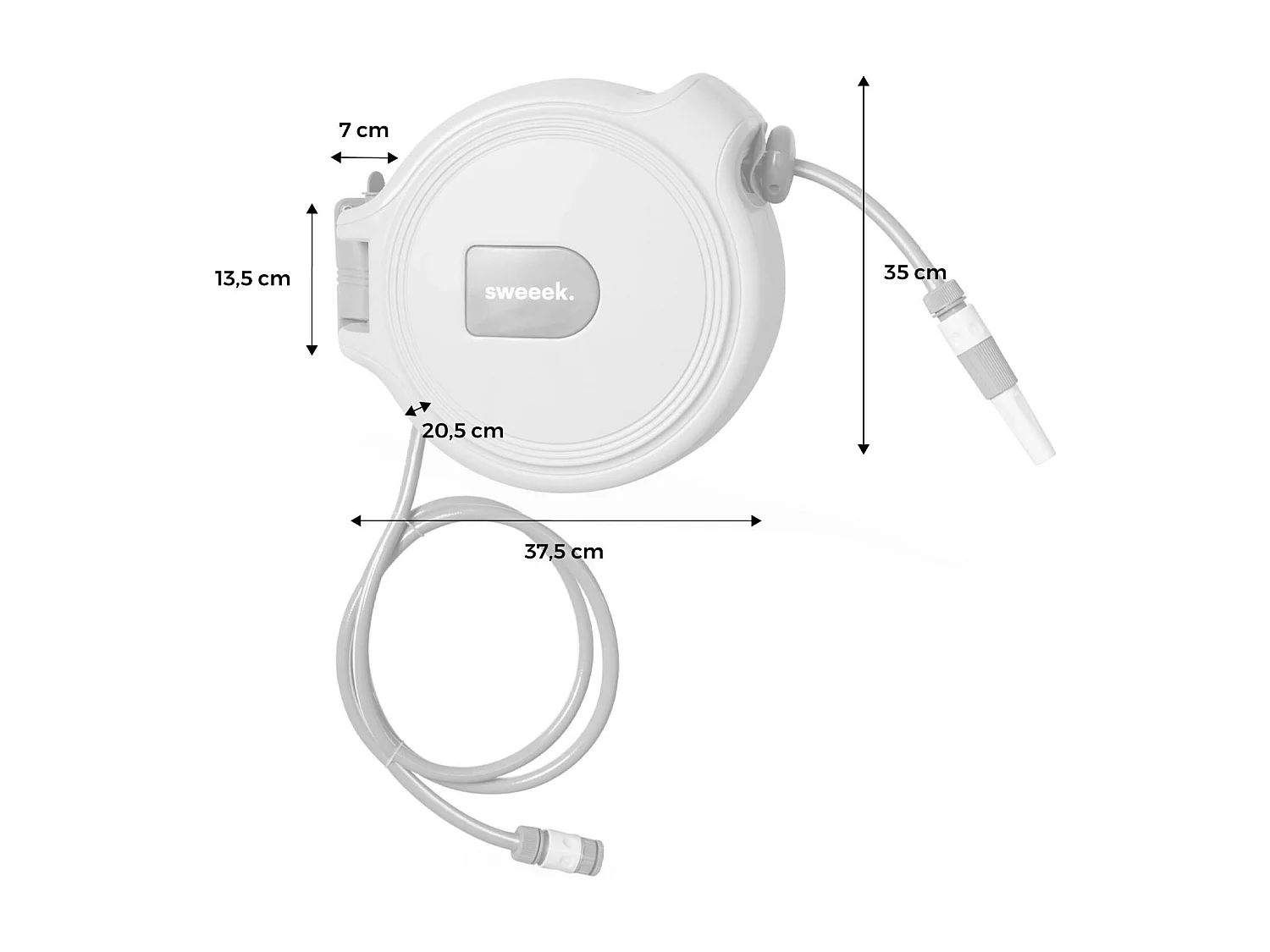 Carrete automático de pared con manguera, 20m gris