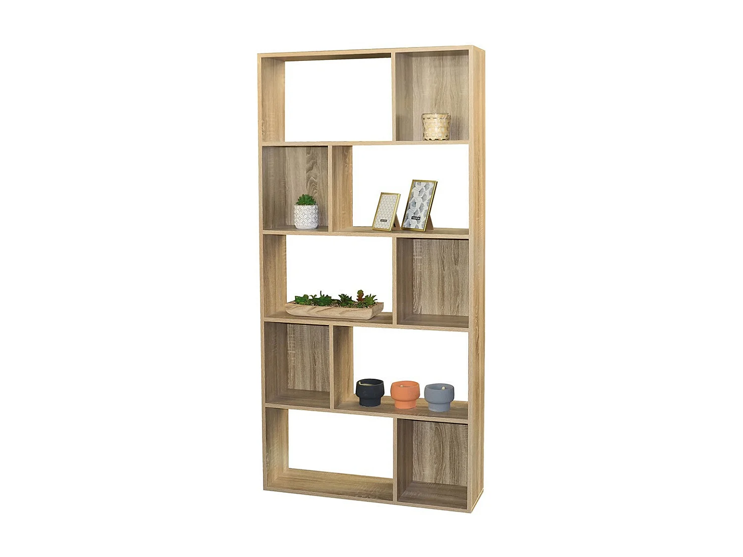 Boekenkast met 4 niveaus uit de BURANO-collectie in lichte eikenkleur