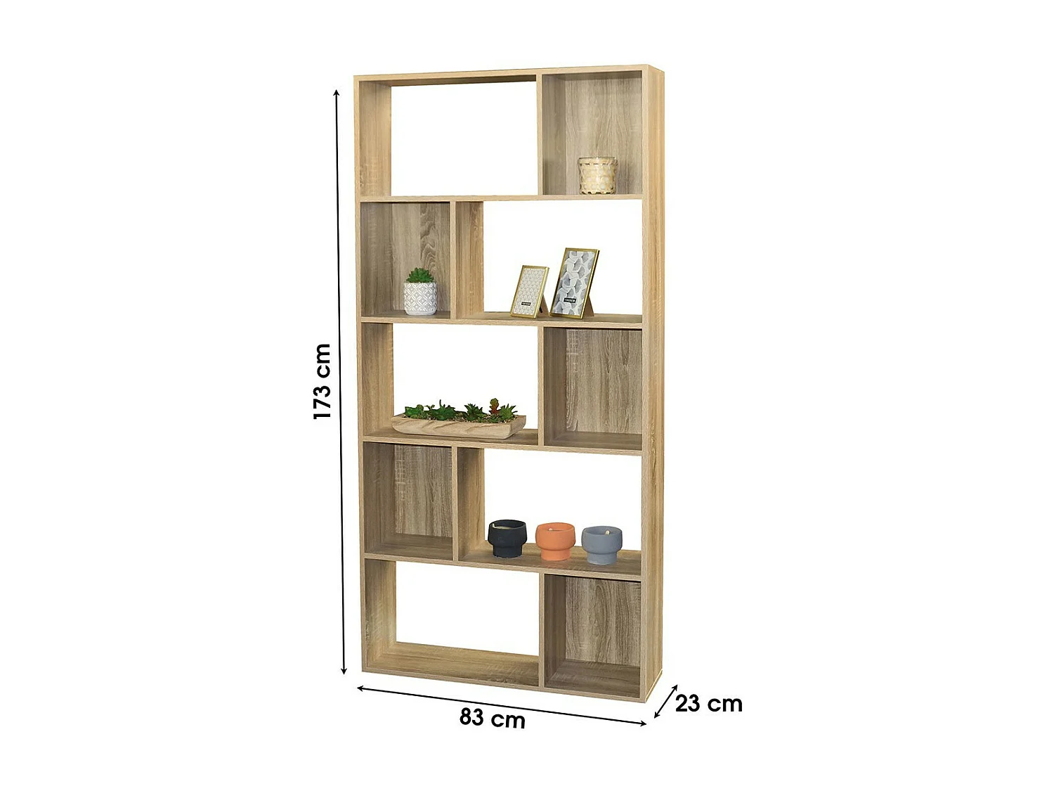 Boekenkast met 4 niveaus uit de BURANO-collectie in lichte eikenkleur