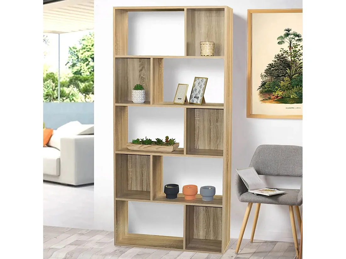 Boekenkast met 4 niveaus uit de BURANO-collectie in lichte eikenkleur