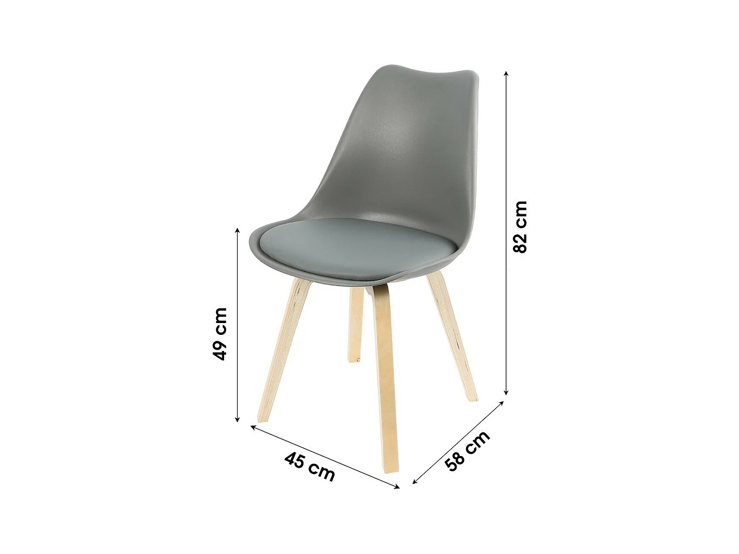 Lot de 4 chaises design avec coussin coloris gris collection MIA