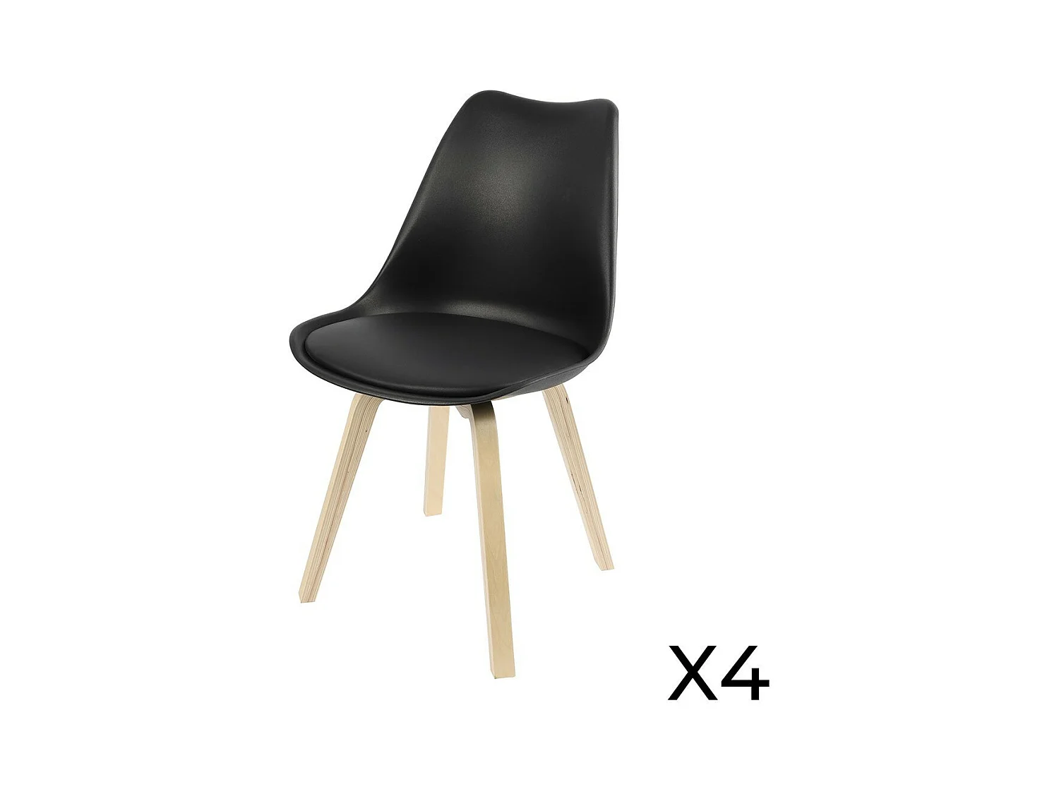 Lot de 4 chaises design avec coussin coloris noir collection MIA