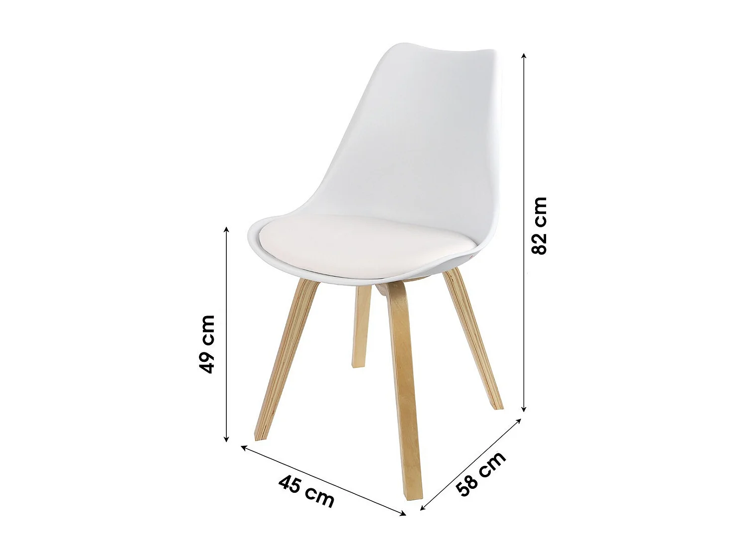 Lot de 4 chaises design blanches avec coussin collection MIA