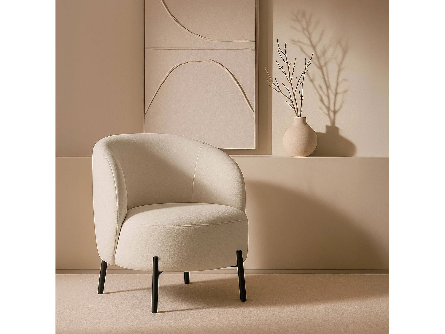 Fauteuil relax en métal et tissu écru