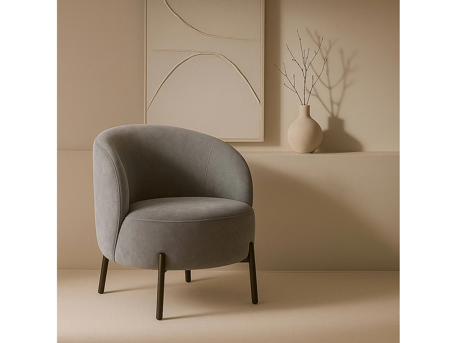 Fauteuil relax en métal et tissu gris
