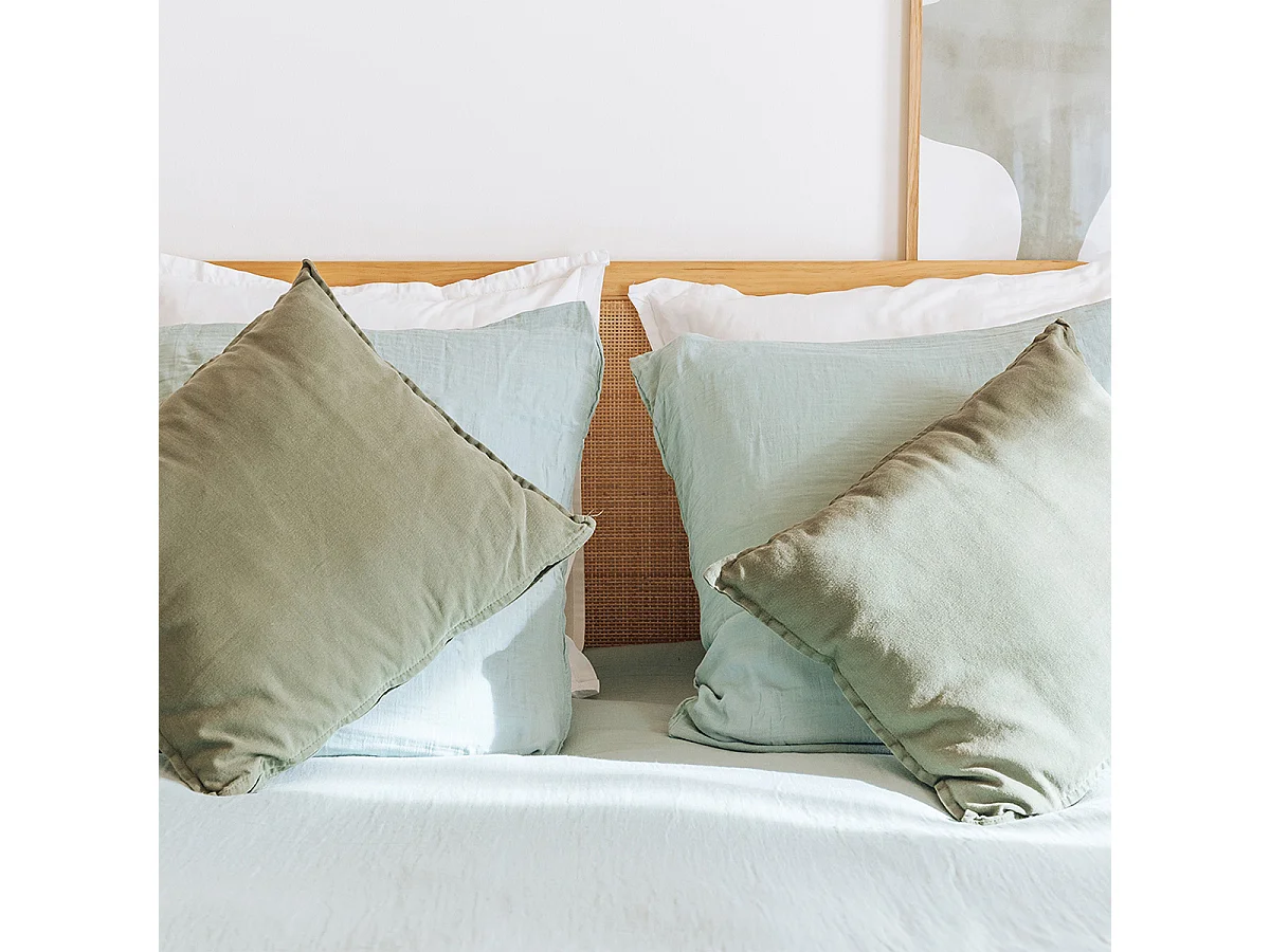 Lit adulte bois rotin Bali tressé 180x200cm