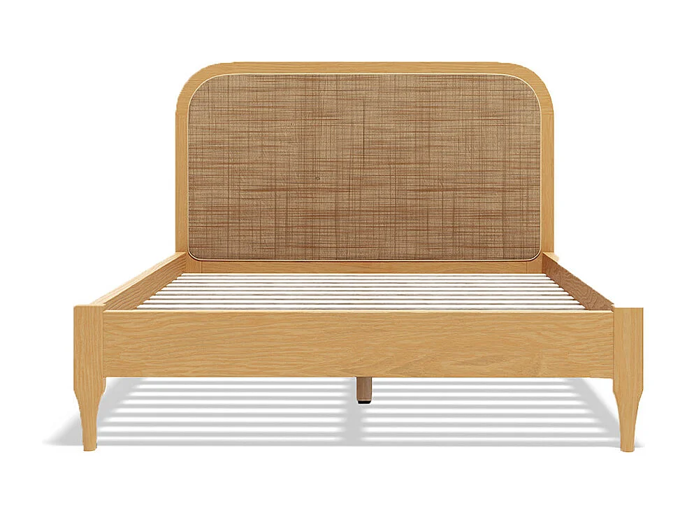 Lit adulte bois rotin Bali tressé 140x190cm