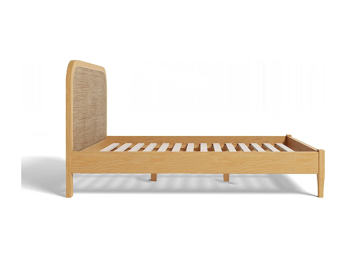 Lit adulte bois rotin Bali tressé 140x190cm